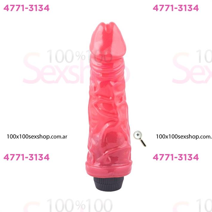 Cód: CA 1705-6 - Dildo vibrador americano grande perlado rosa 20x4cm - $ 20800