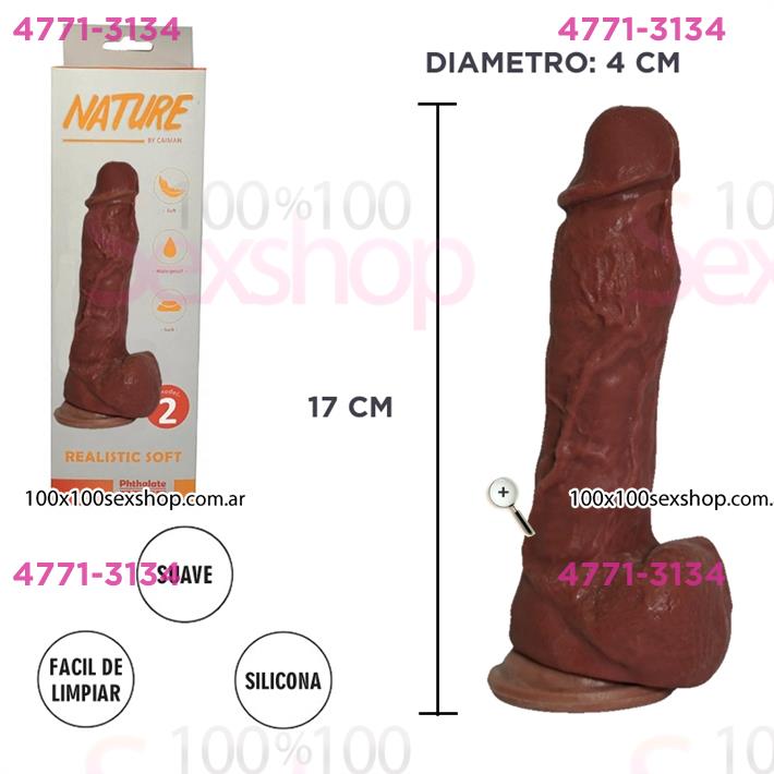 Cód: CA 3808-39 - Dildo color oscuro Cyberskin con ventosa N°2 - $ 34500