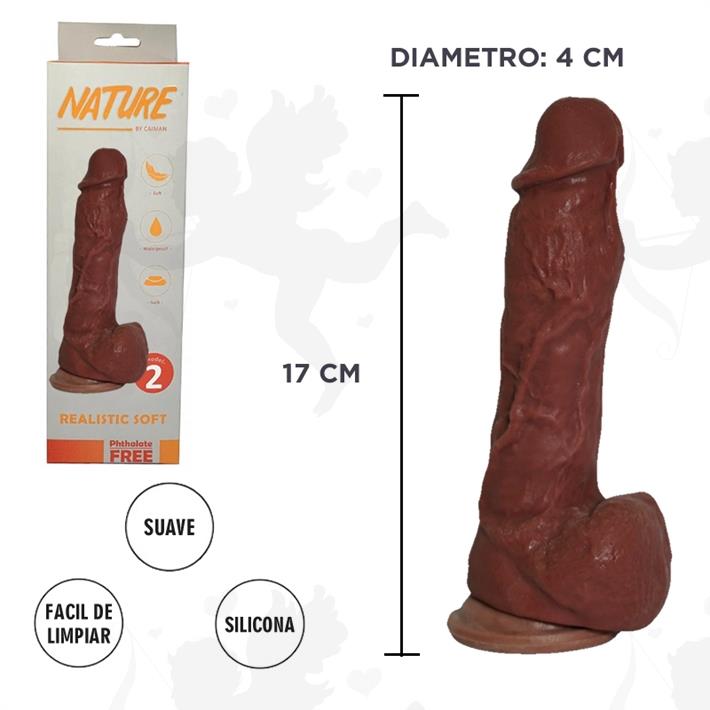 Dildo color oscuro Cyberskin con ventosa N°2