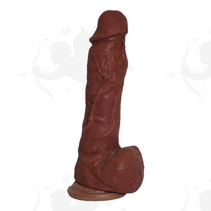 Cód: 3808-39 - Dildo color oscuro Cyberskin con ventosa N°2 - $ 34500