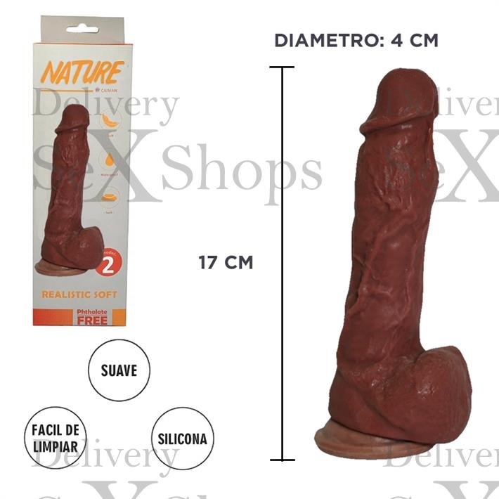 Dildo color oscuro Cyberskin con ventosa N°2   Dildo color oscuro Cyberskin con ventosa N°2