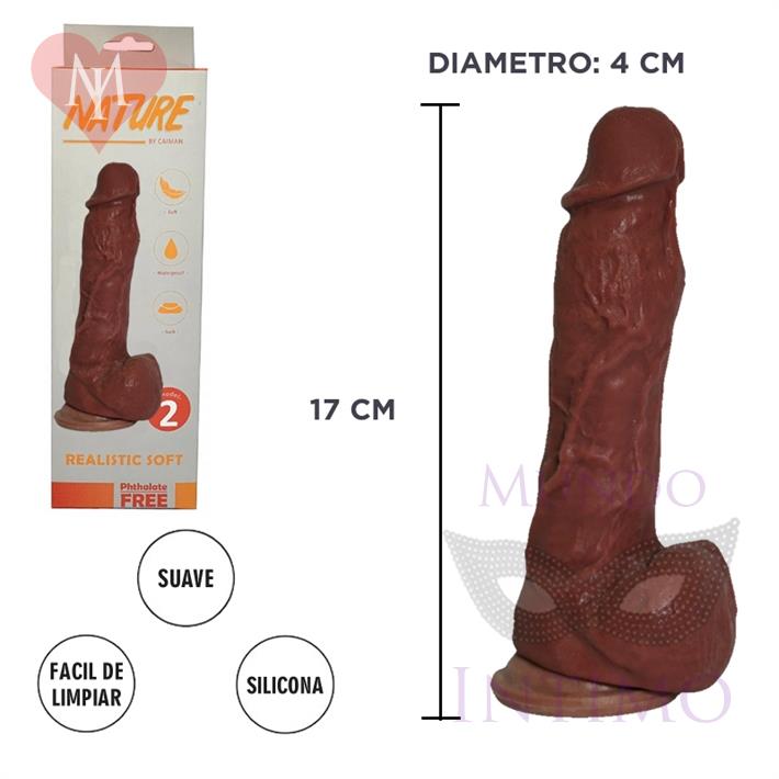 Dildo color oscuro Cyberskin con ventosa N°2