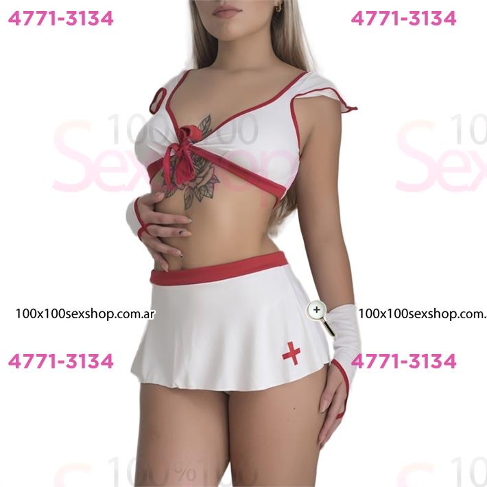 Cód: CA A535 - Traje de enfermera erotico con minifalda - $ 30300