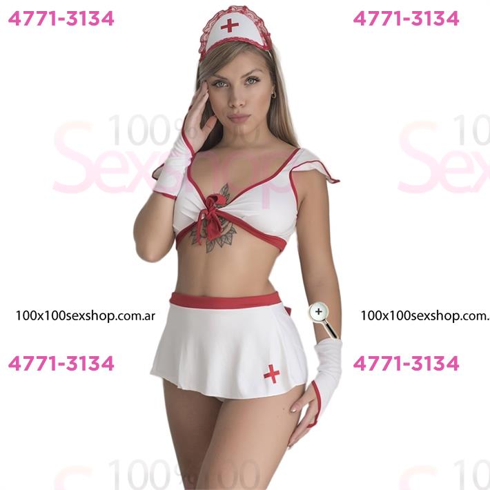 Traje de enfermera erotico con minifalda