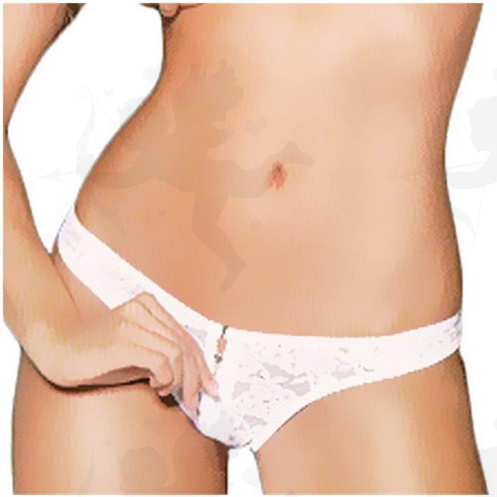Tanga Encaje Blanca Con Cierre
