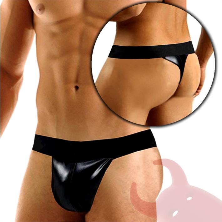  Tanga de eco cuero negro 