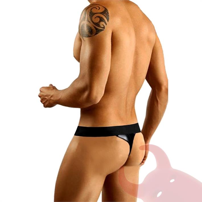 Tanga de eco cuero negro