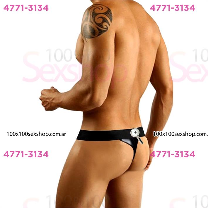 Tanga de eco cuero negro