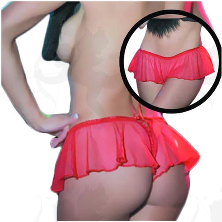 Minifalda erótica De Tul Con Volados Y Pasacinta Trasera