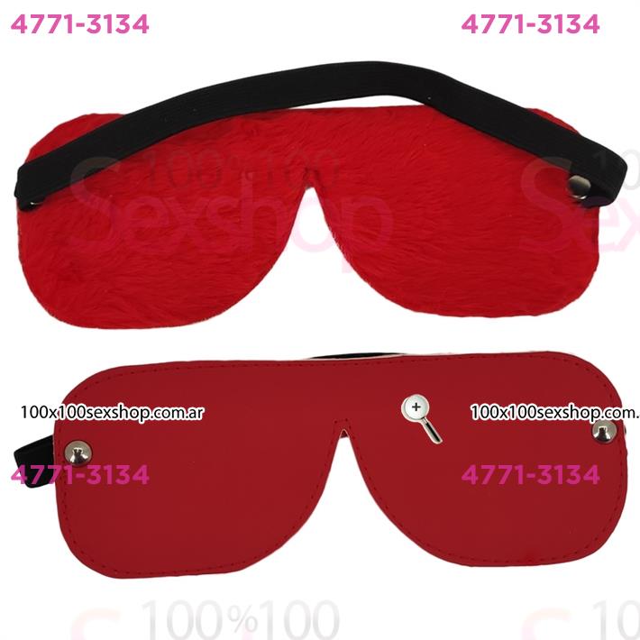 Cód: CA CU1001R - Kit de ecocuero rojo con latigo, mordaza, esposas y antifaz - $ 39700