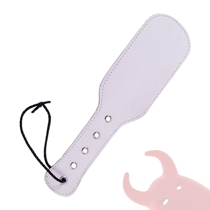 Kit de cuero Esposas + Antifaz + Fusta blanco