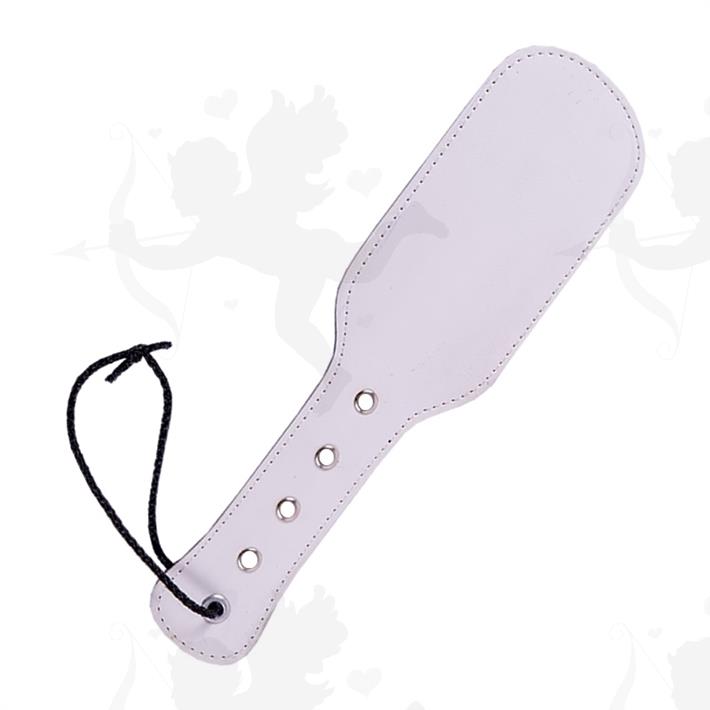 Kit de cuero Esposas + Antifaz + Fusta blanco