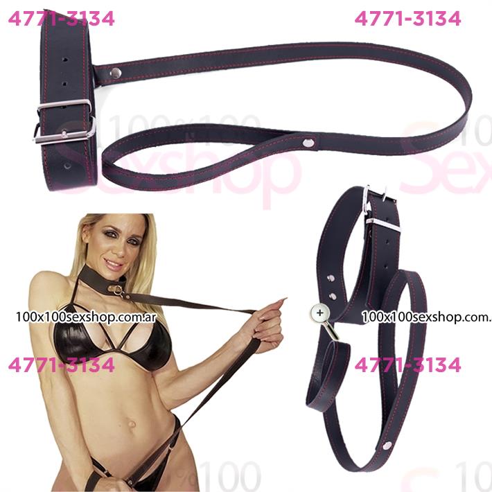 Cód: CA CU16 - Collar y correa de cuero - $ 22400