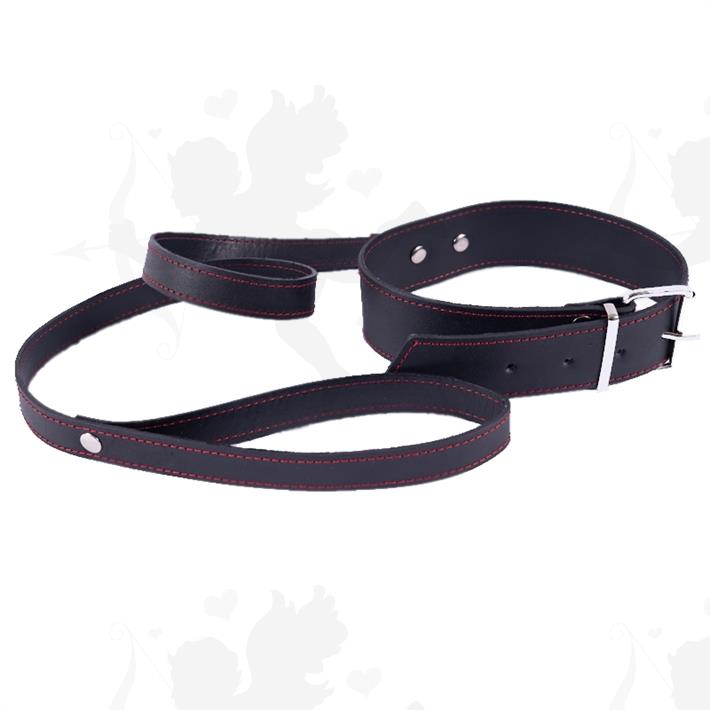 Collar y correa de cuero