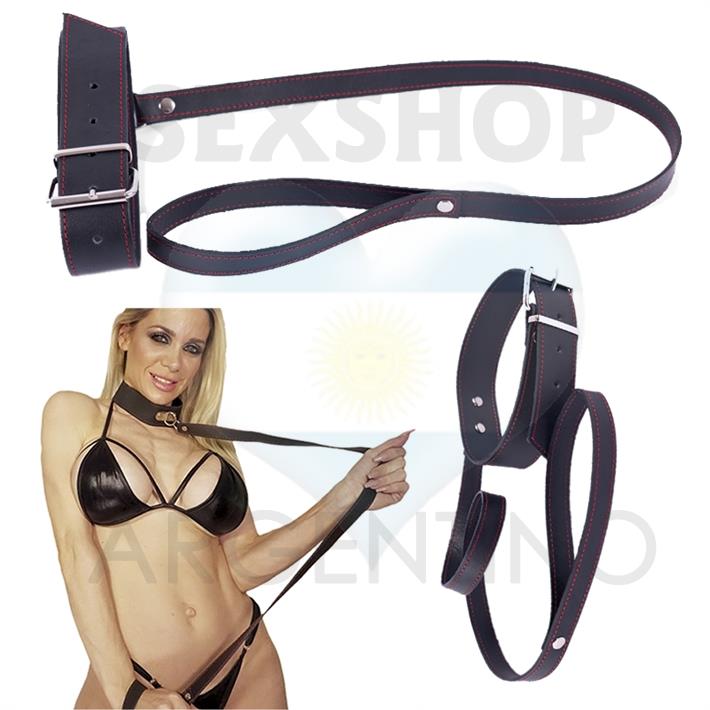 Collar y correa de cuero