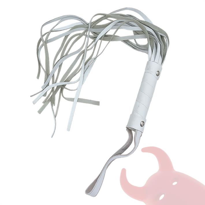 Latigo Ancho 45cm Con Tachas Blanco