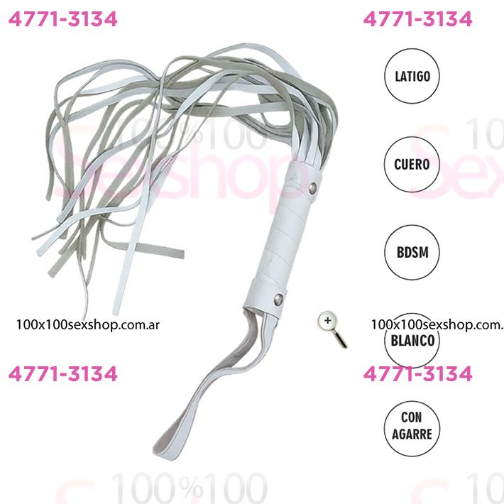 Latigo Ancho 45cm Con Tachas Blanco