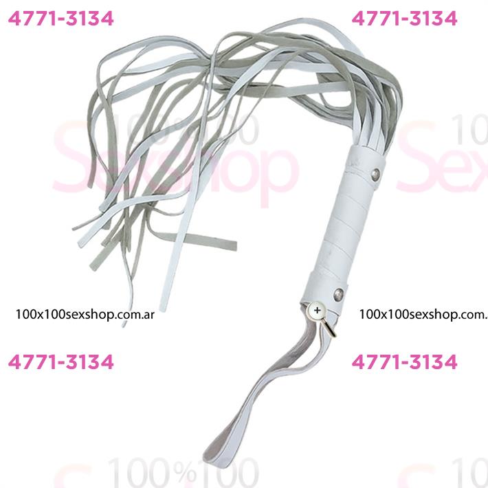 Latigo Ancho 45cm Con Tachas Blanco