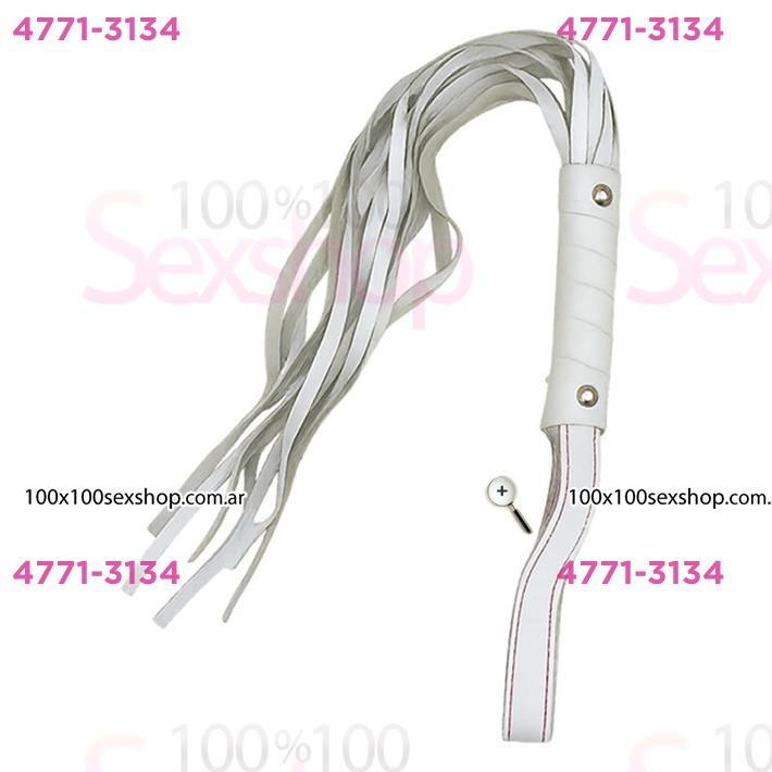 Latigo Ancho 45cm Con Tachas Blanco