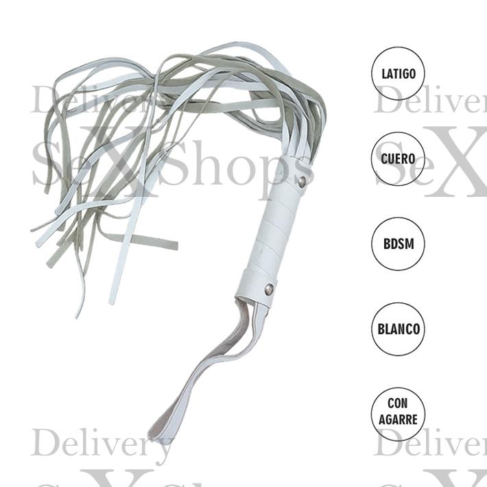  Latigo Ancho 45cm Con Tachas Blanco 