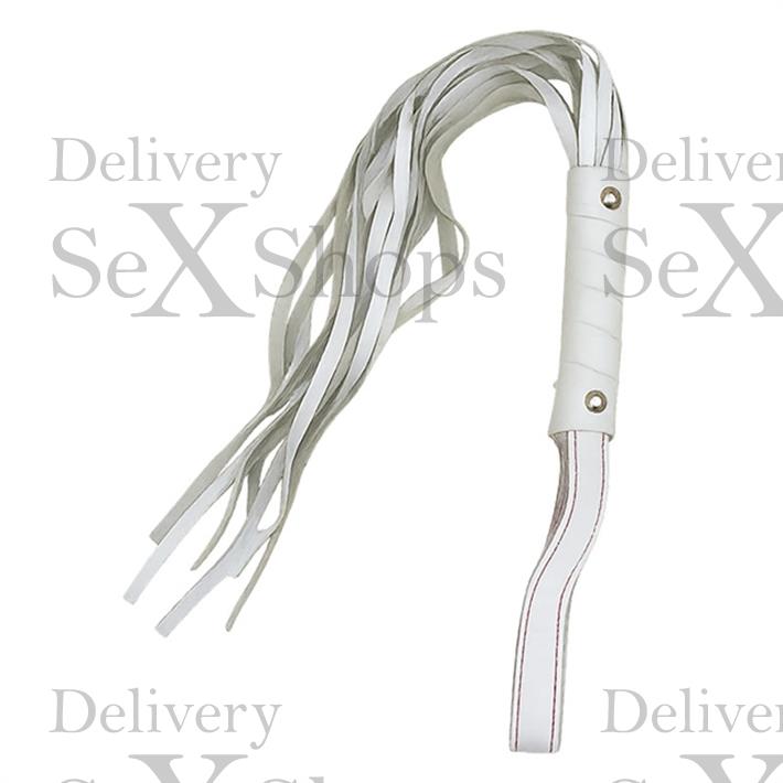 Latigo Ancho 45cm Con Tachas Blanco