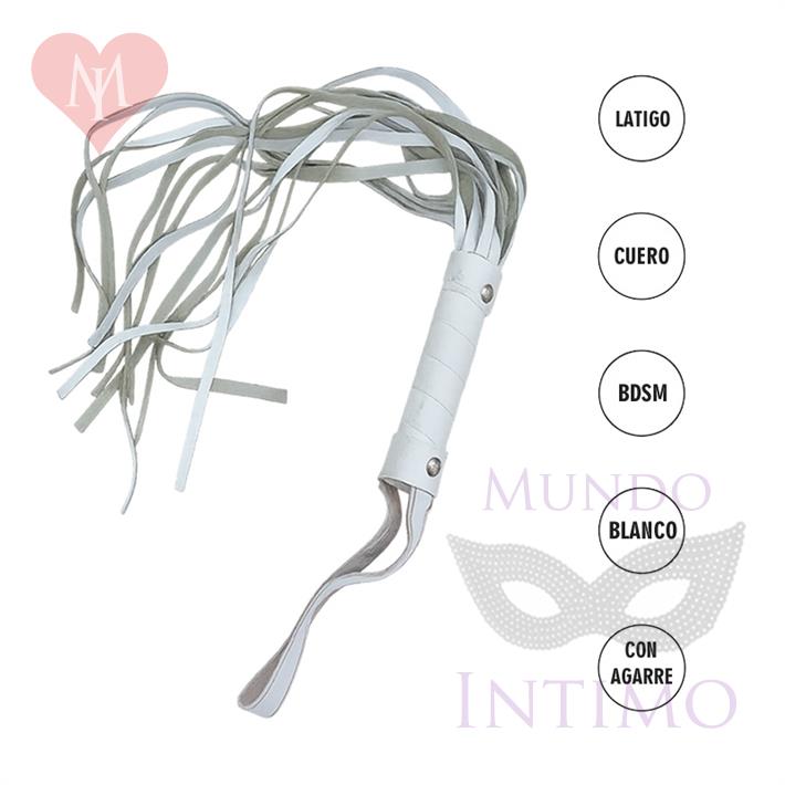  Latigo Ancho 45cm Con Tachas Blanco 