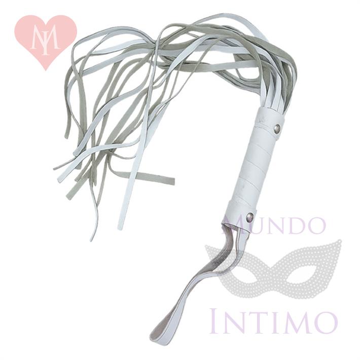 Latigo Ancho 45cm Con Tachas Blanco