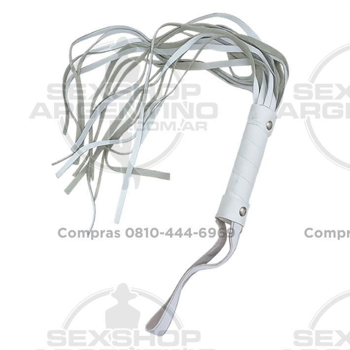 Latigo Ancho 45cm Con Tachas Blanco