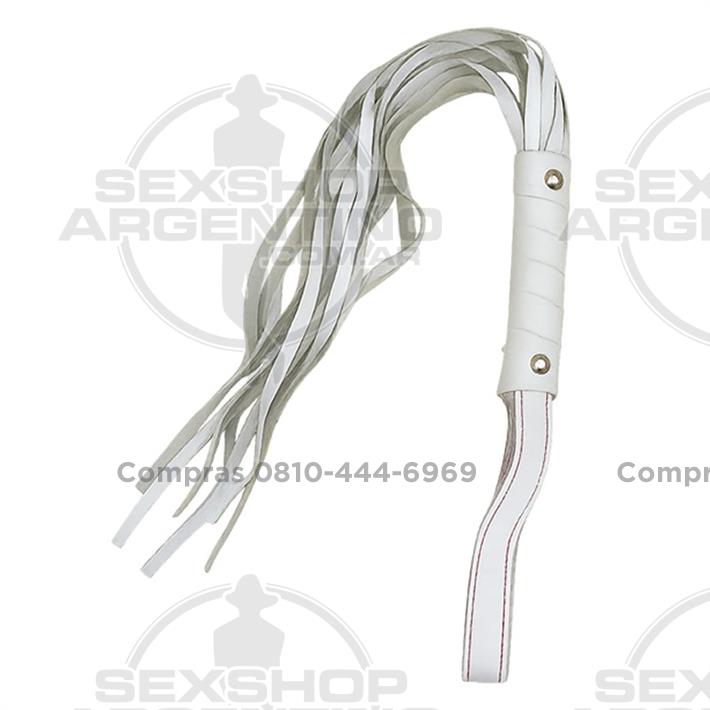 Latigo Ancho 45cm Con Tachas Blanco