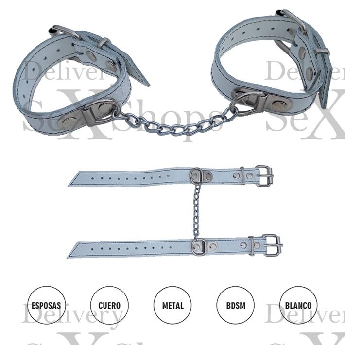  Esposas Premium Finas Con Cadena En Blancas 