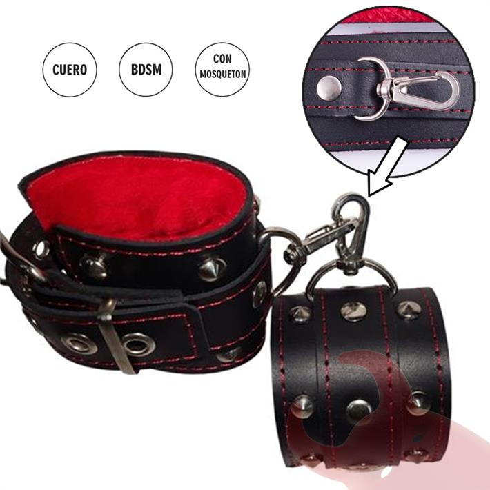 Esposas Premium negra con mosqueton y peluche