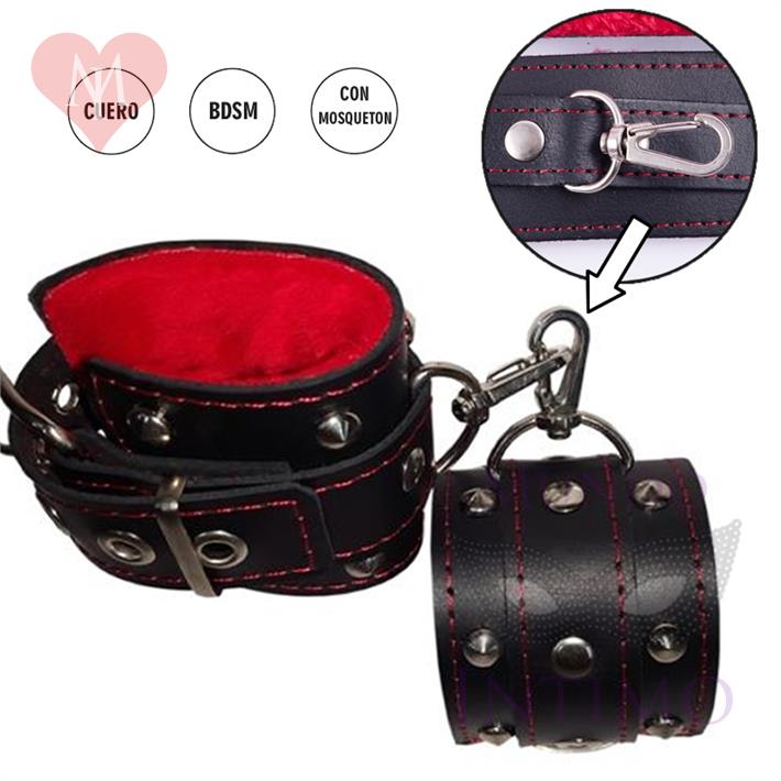 Esposas Premium negra con mosqueton y peluche