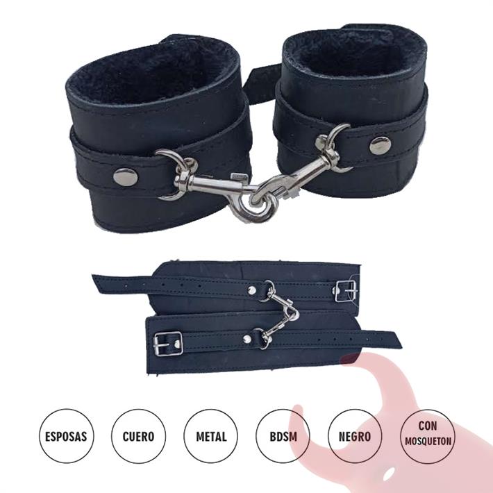 Esposas Negras Simples Con Mosqueton Y Peluche Negro