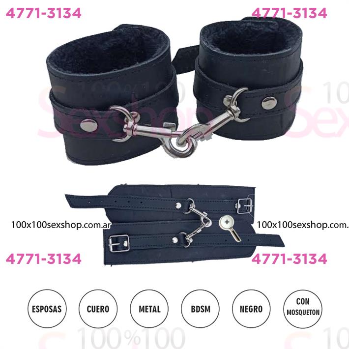 Esposas Negras Simples Con Mosqueton Y Peluche Negro
