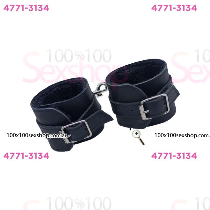 Esposas Negras Simples Con Mosqueton Y Peluche Negro