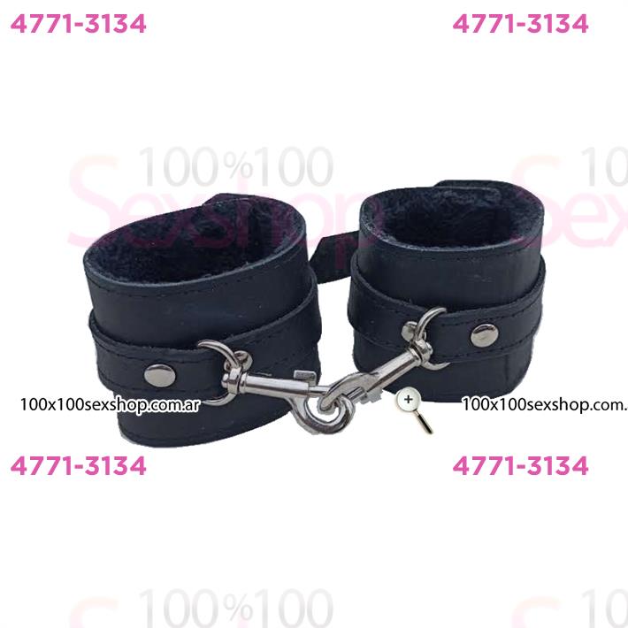 Esposas Negras Simples Con Mosqueton Y Peluche Negro