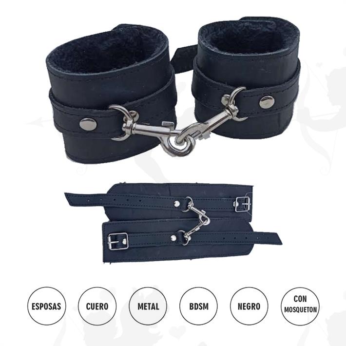 Esposas Negras Simples Con Mosqueton Y Peluche Negro