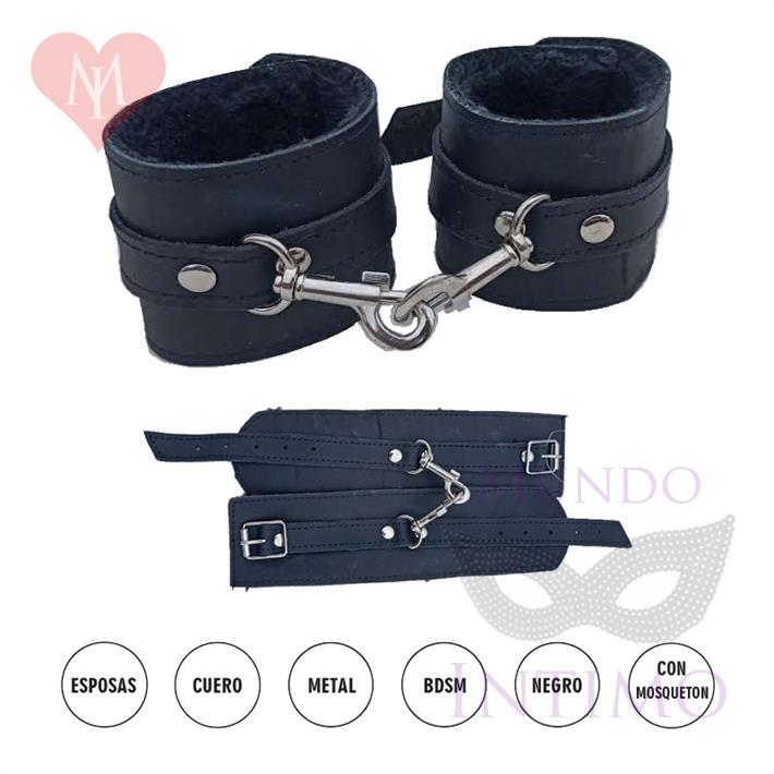 Esposas Negras Simples Con Mosqueton Y Peluche Negro