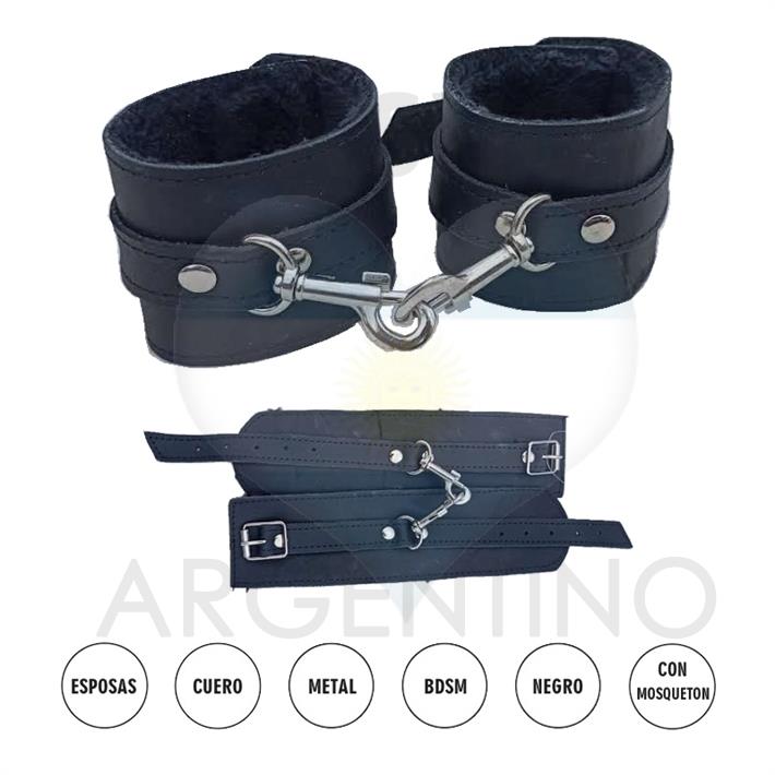 Esposas Negras Simples Con Mosqueton Y Peluche Negro