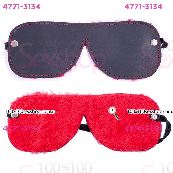 Cód: CA CU353NR - Antifaz negro con peluche rojo - $ 17800