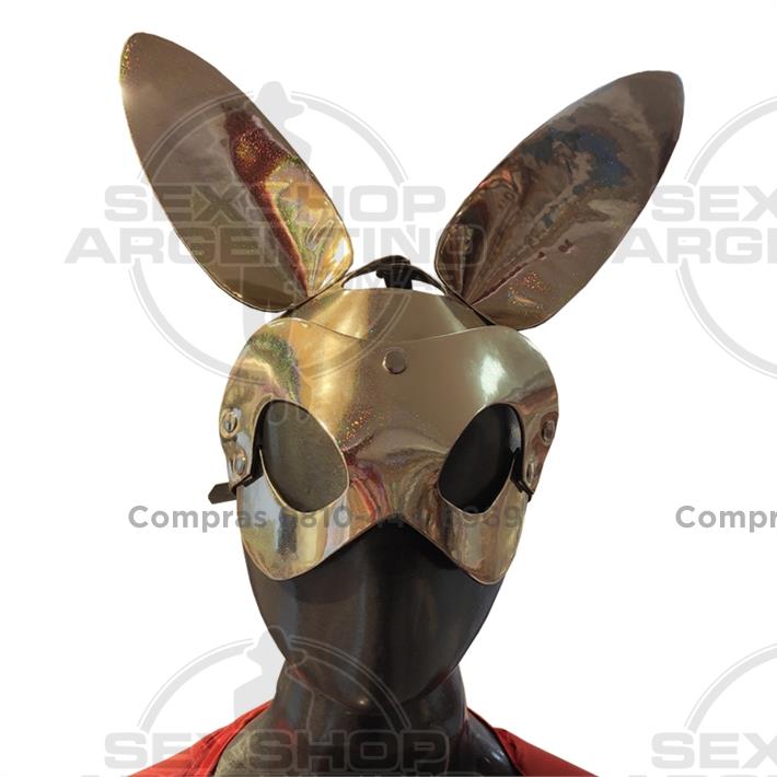  - Mascara de conejo dorada