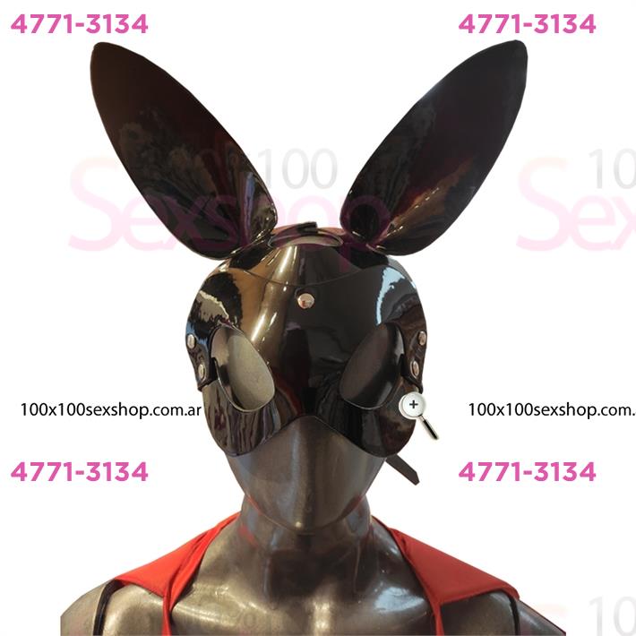 Cód: CA CUKS35500N - Mascara negra de conejo en cuerina - $ 18300