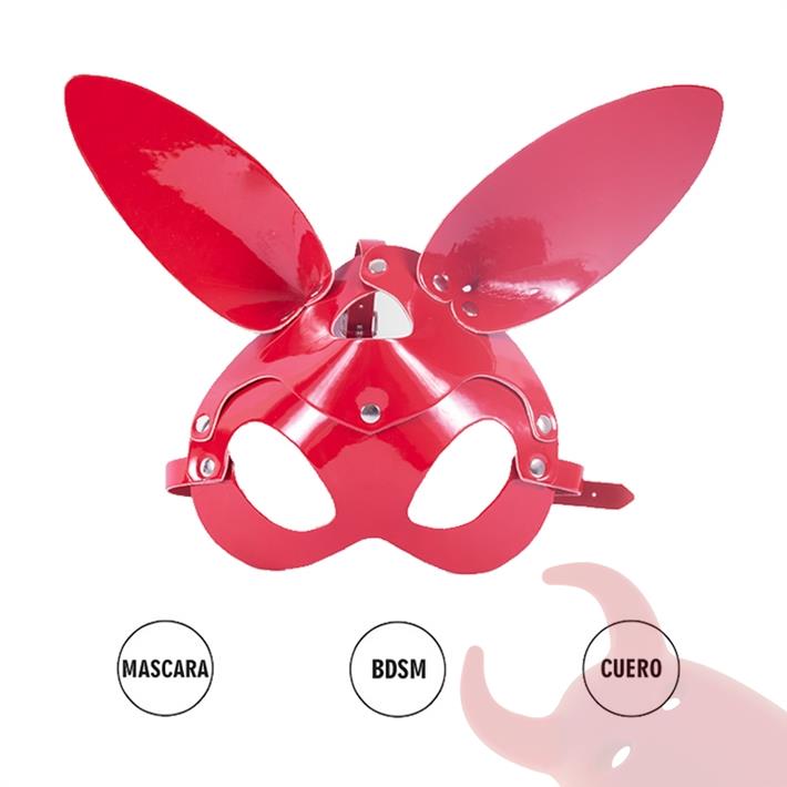  Mascara en cuerina roja de conejo 