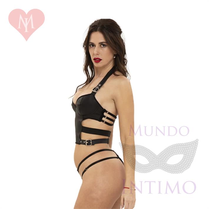 Top de Eco Cuero con Puntilla