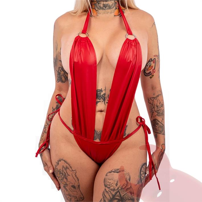  Trikini de vinilo dos tiras rojo 