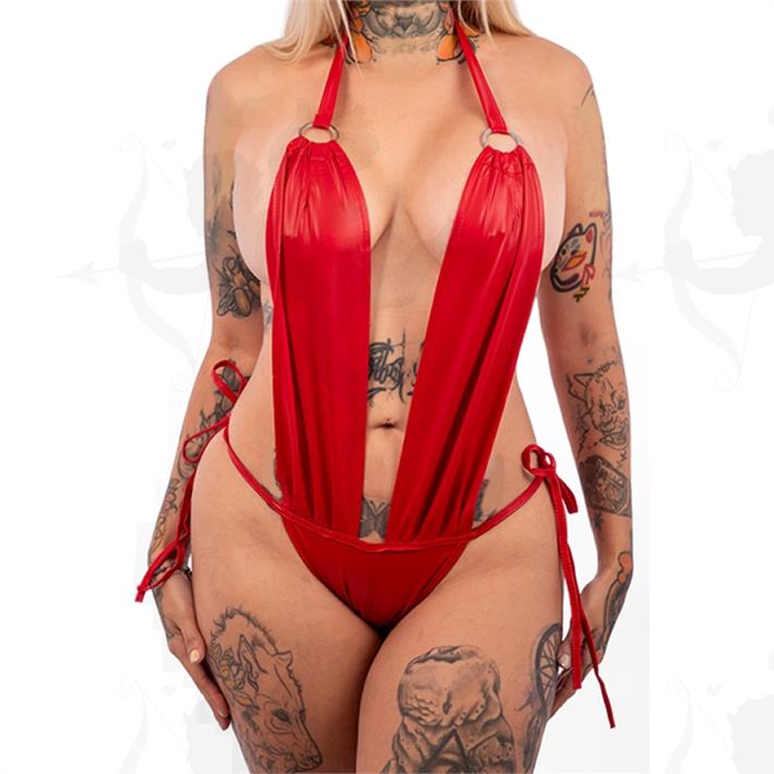 Trikini de vinilo dos tiras rojo