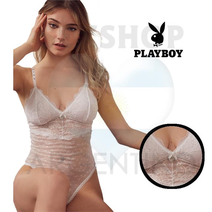 Body blanco semi transparente playboy premium