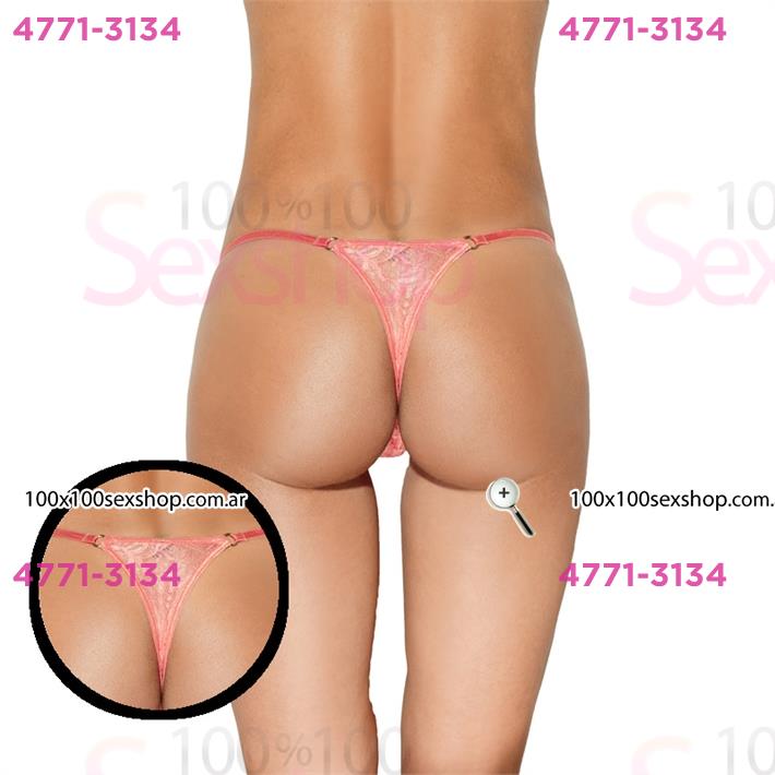 Cód: CA K2356A-CO - Tanga premium color coral con moño - $ 5100