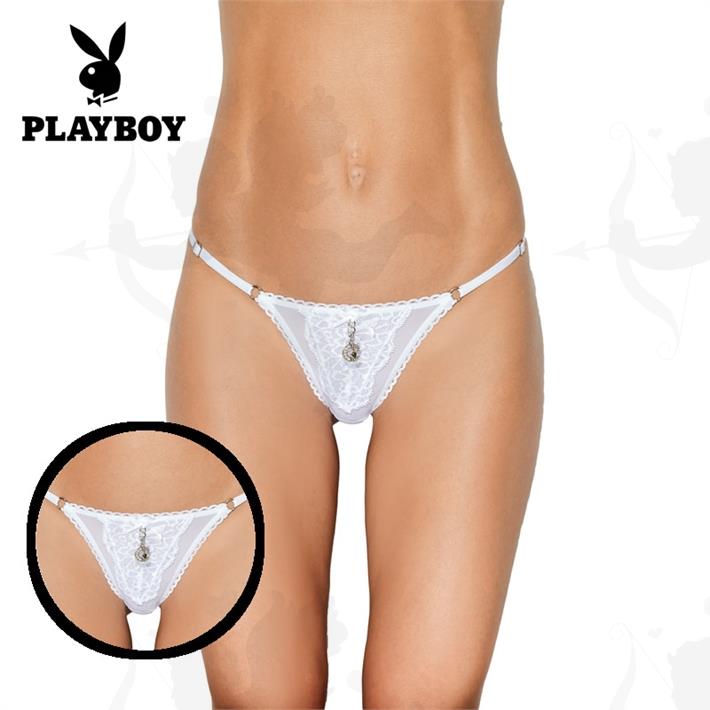 Cód: K2357A-B - Tanga Premium con detalle de Playboy blanca - $ 2400