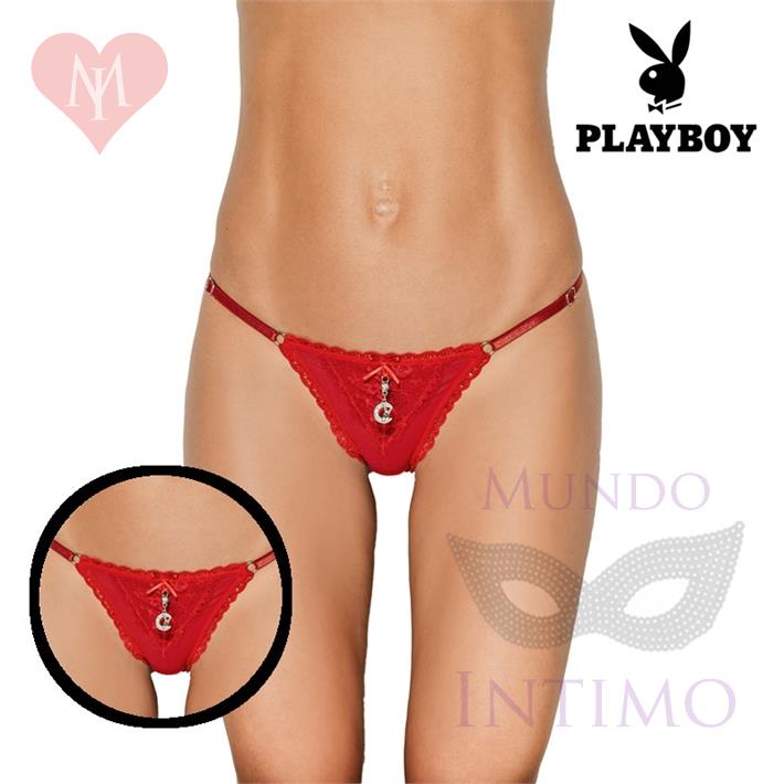 Tanga roja con detalle de Playboy roja